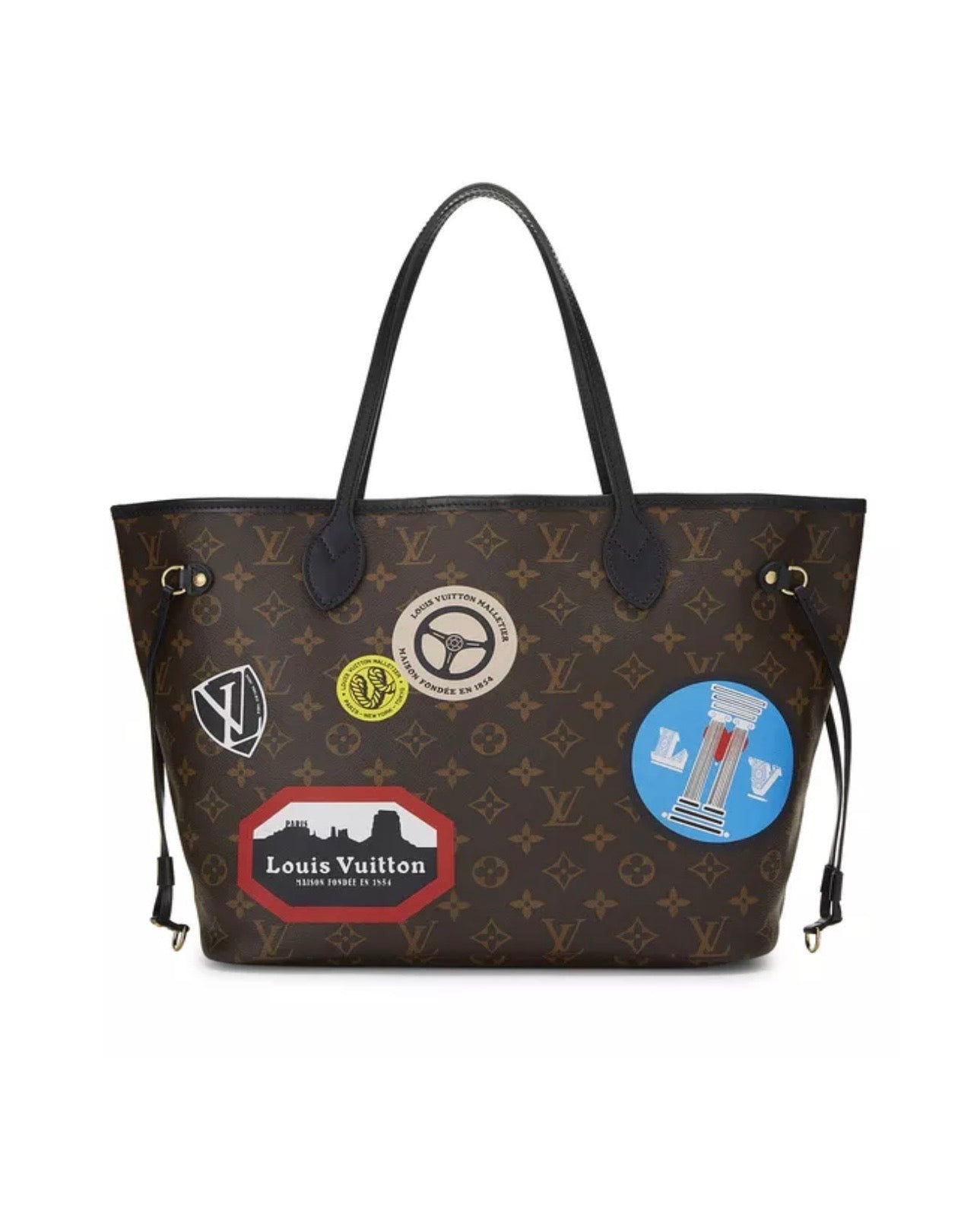Louis Vuitton World Tour Neverful MM Black Canvas Shoulder Bag