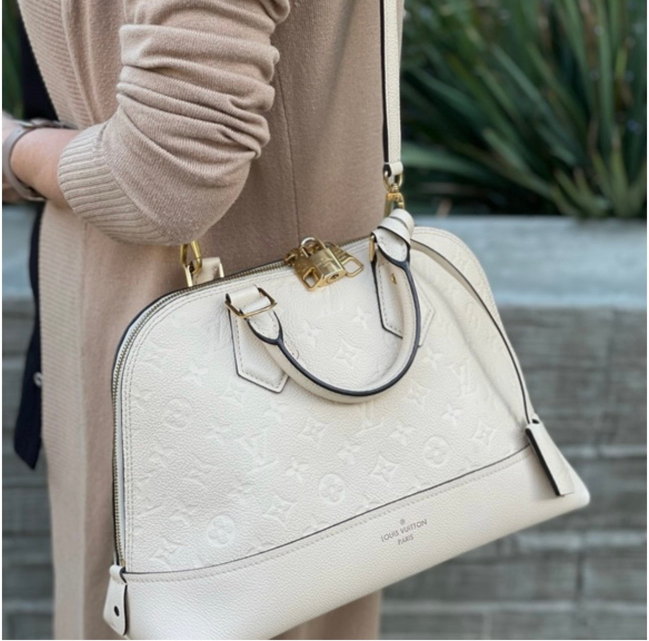 Louis Vuitton Alma Empreinte PM Cream Leather Shoulder Bag, Crossbody