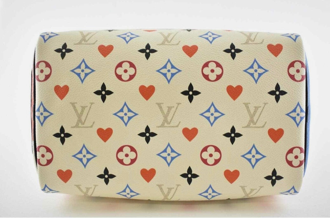Louis Vuitton Speedy Game On 25 White Canvas Cross Body Bag