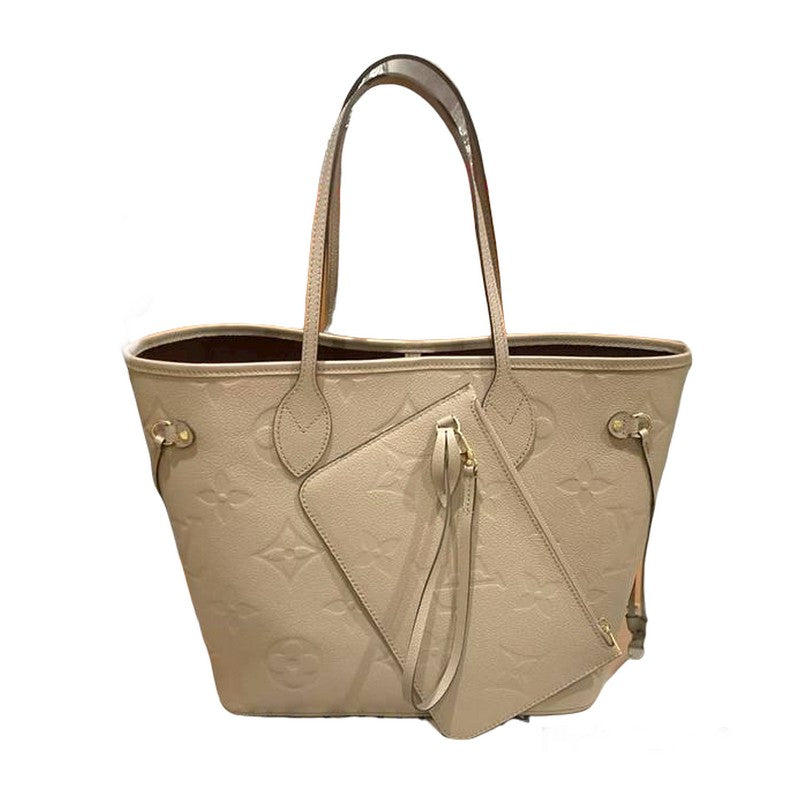Louis Vuitton Neverfull Empreinte MM Taupe Leather Shoulder Bag