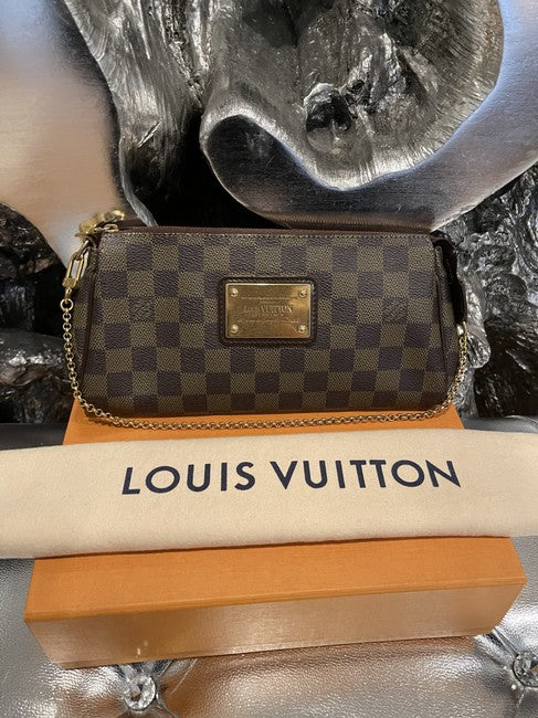 Eva Damier Chain Brown Canvas Shoulder Bag