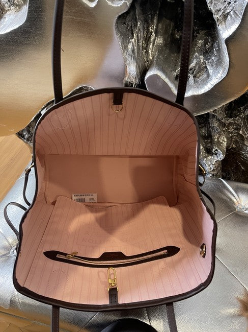 Louis Vuitton Neverfull Mm Rose Ballerina Brown Canvas Shoulder Bag