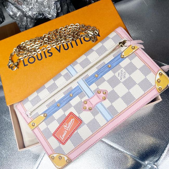 Louis Vuitton Pochette Trunk White Damier Azur Multi Color Canvas Cross Body Bag