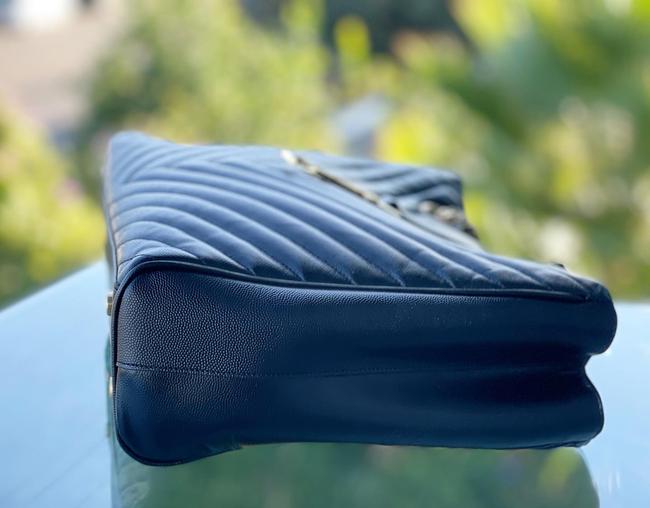 Monogram Shopping Grain De Poudre Matelasse Chevron Black Calfskin Shoulder Bag