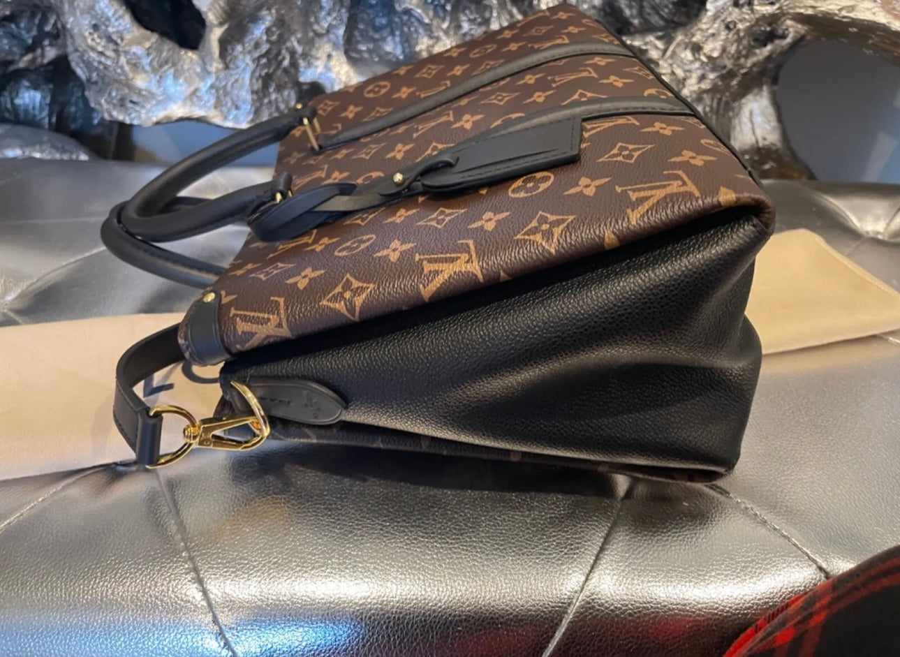 Louis Vuitton Soufflot Tote MM Brown Canvas Coated Leather
