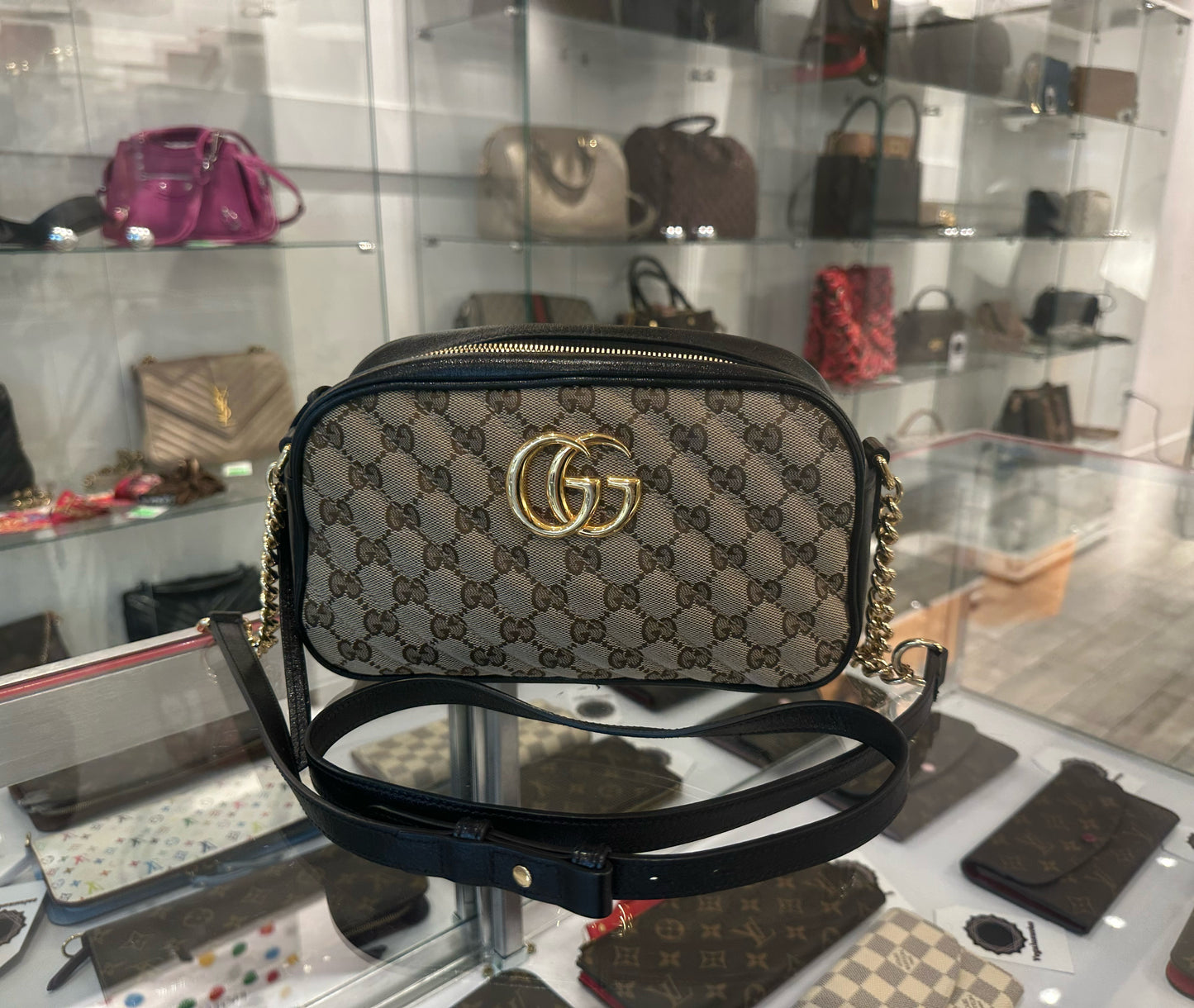 Gucci Monogram Canvas Crossbody Bag