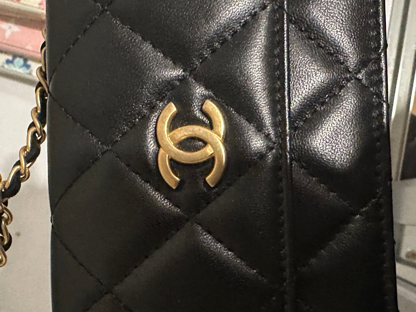 Chanel Small Black Trendy Mini WOC Wallet On Chain Card Coin Flap Bag