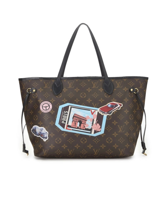 Louis Vuitton World Tour Neverful MM Black Canvas Shoulder Bag