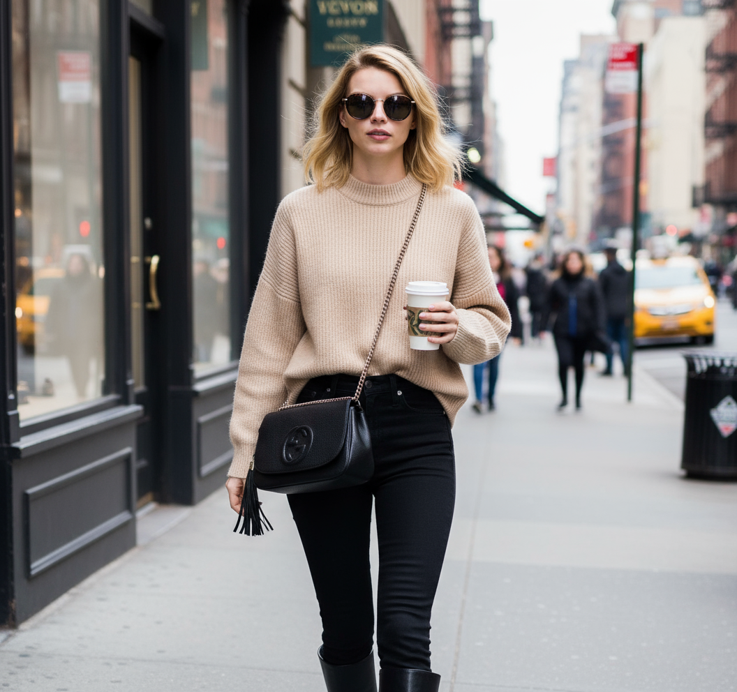 Gucci Pebbled Calfskin Medium Soho Flap Crossbody Camelia