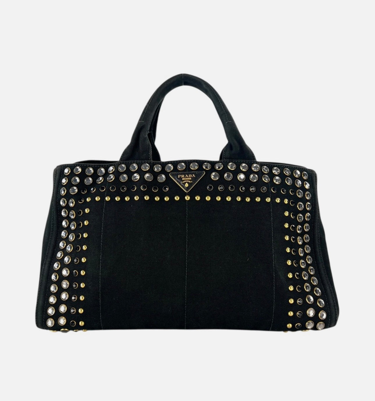 PRADA Handbag 2-Way Strap; Canvas Canapa Bijou