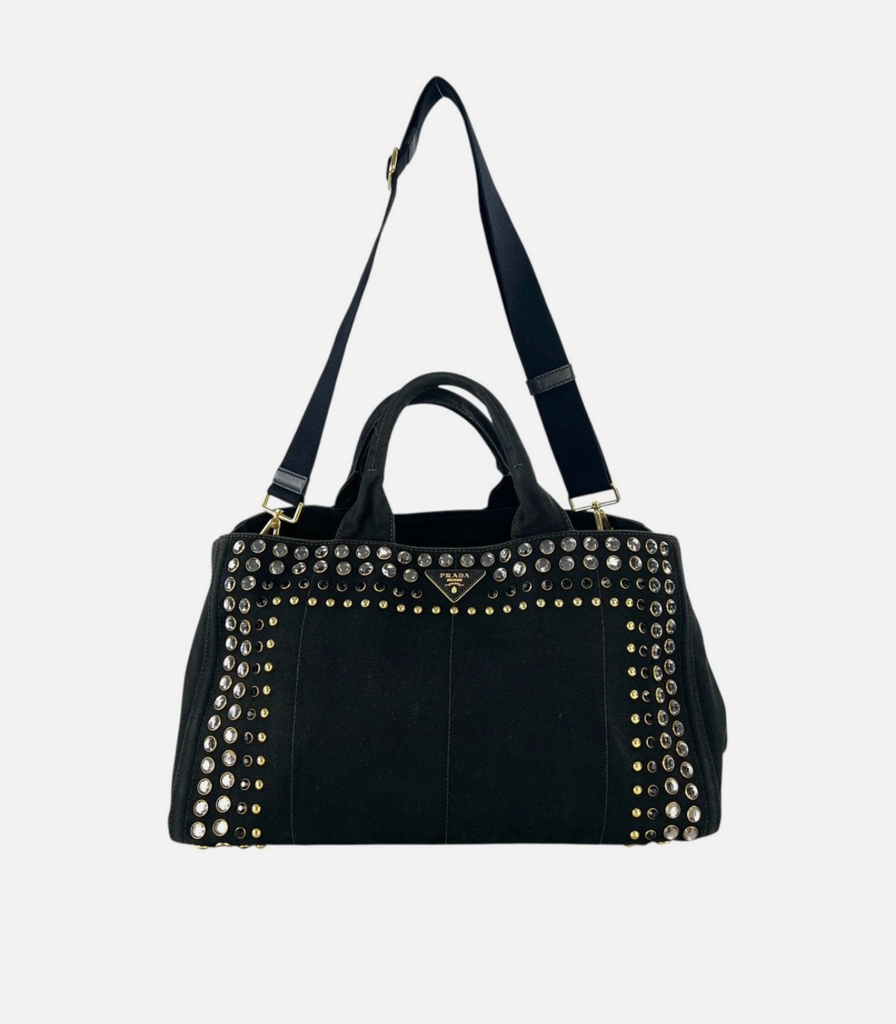 PRADA Handbag 2-Way Strap; Canvas Canapa Bijou