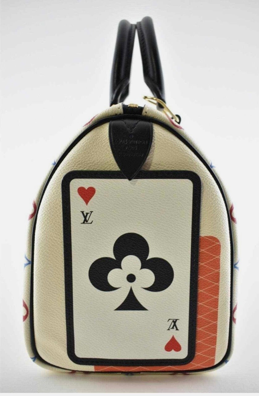 Louis Vuitton Speedy Game On 25 White Canvas Cross Body Bag