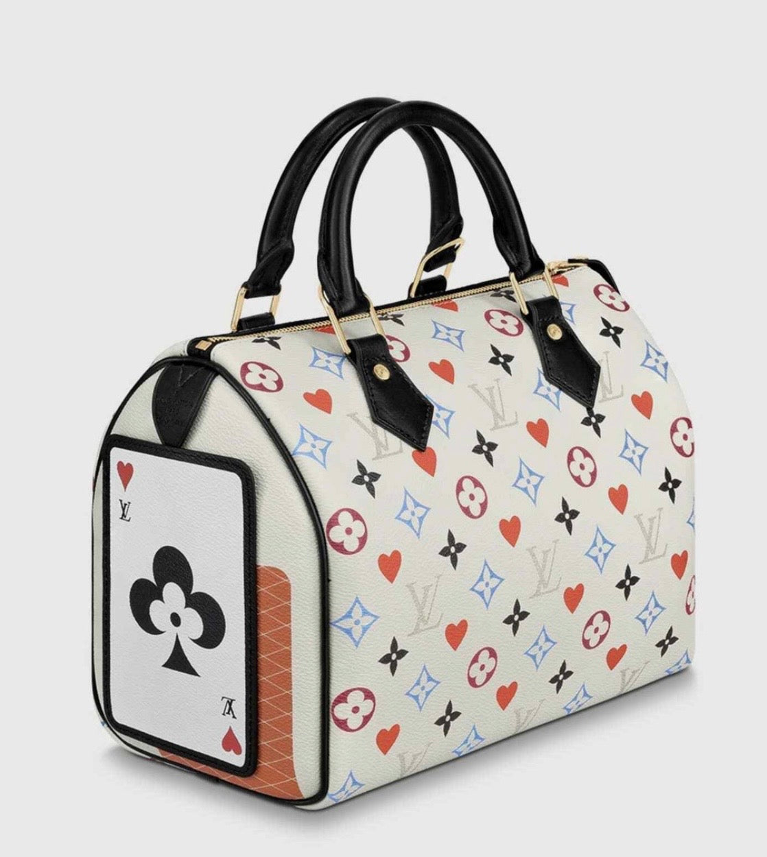 Louis Vuitton Speedy Game On 25 White Canvas Cross Body Bag