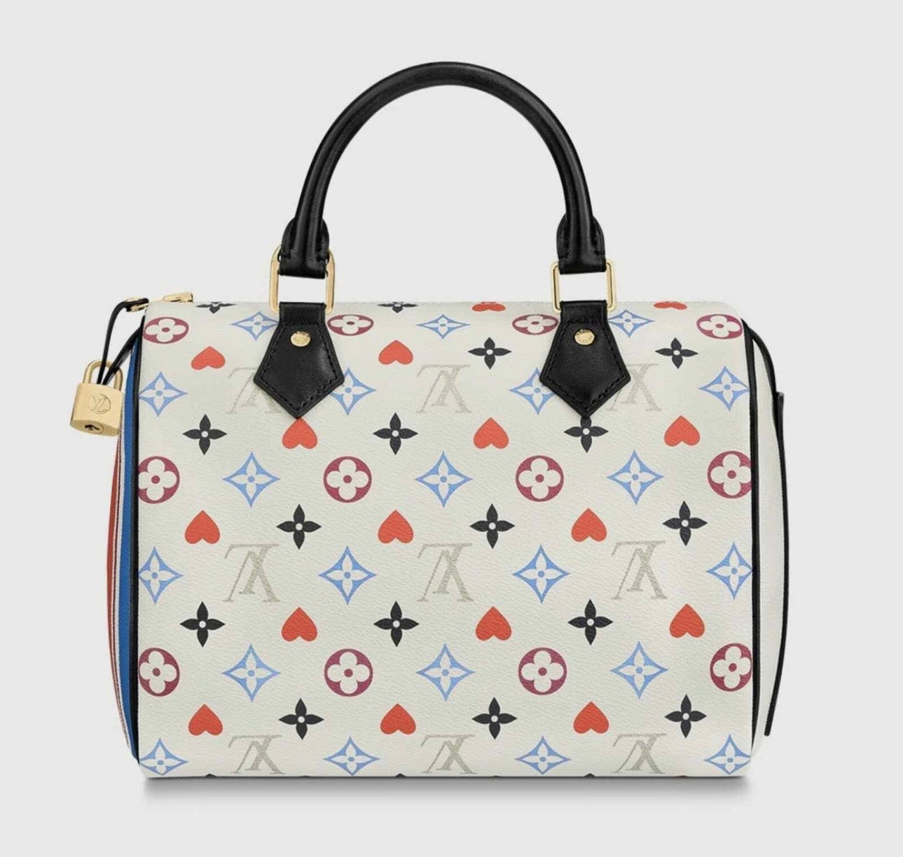 Louis Vuitton Speedy Game On 25 White Canvas Cross Body Bag