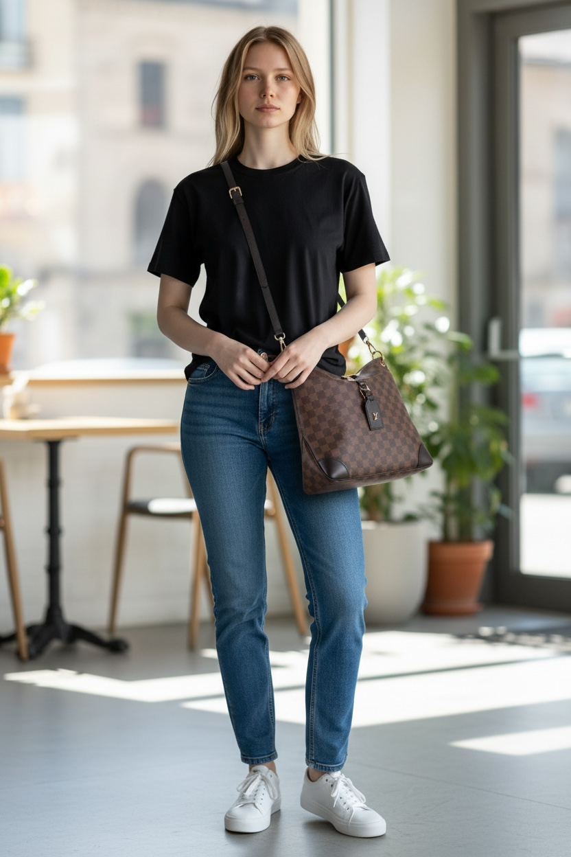 Louis Vuitton Odeon NM MM Ebene Damier Brown Canvas Cross Body Bag