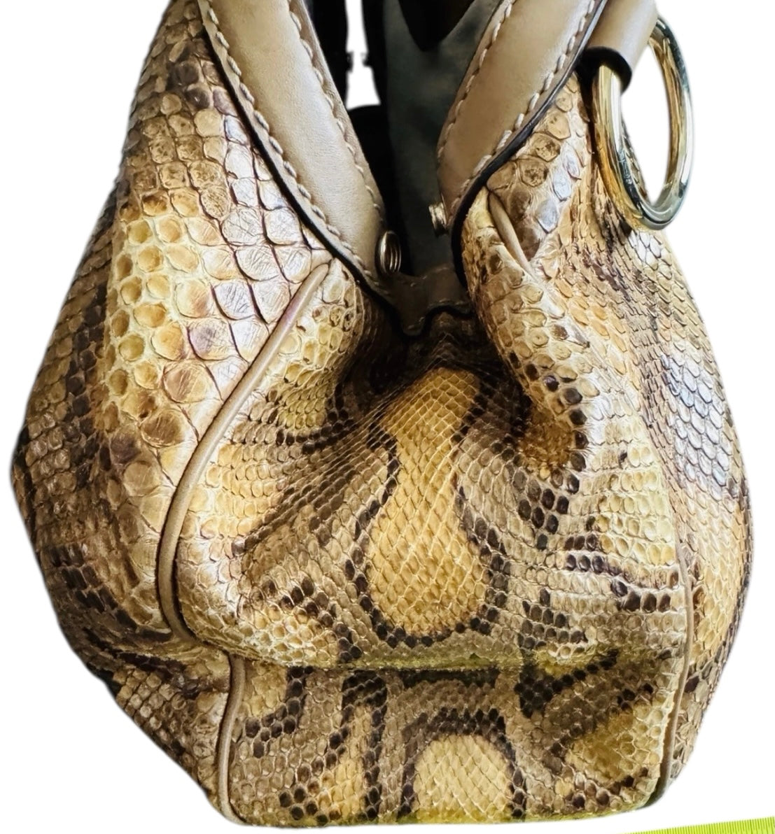 Gucci Sukey Python Leather Handbag Women's Brown
