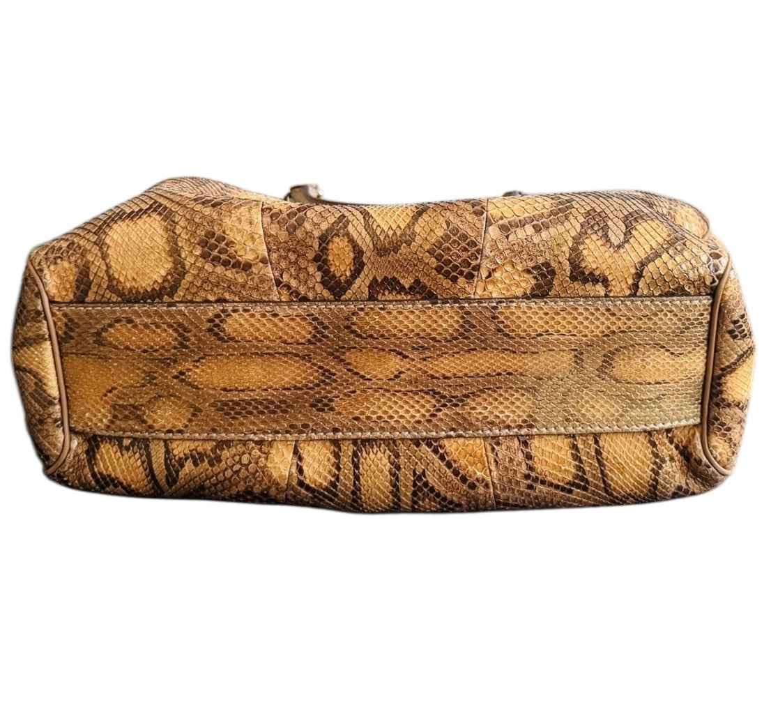 Gucci Sukey Python Leather Handbag Women's Brown