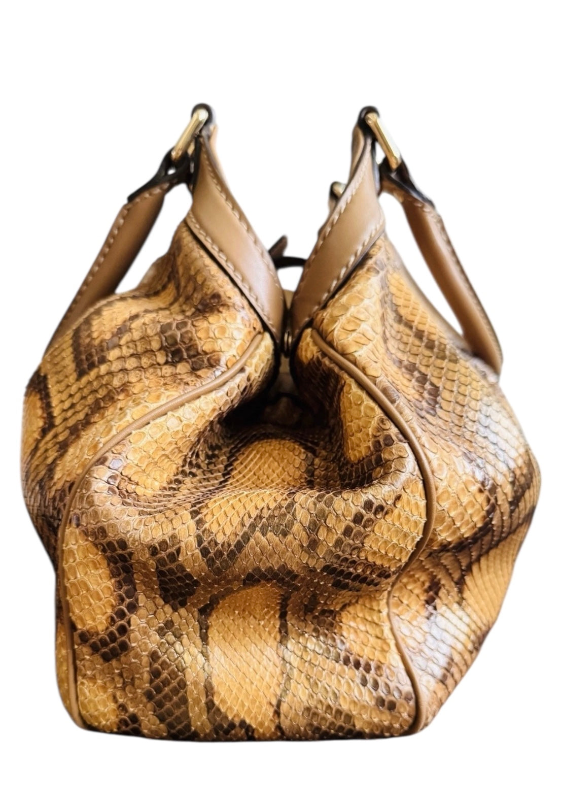 Gucci Sukey Python Leather Handbag Women's Brown