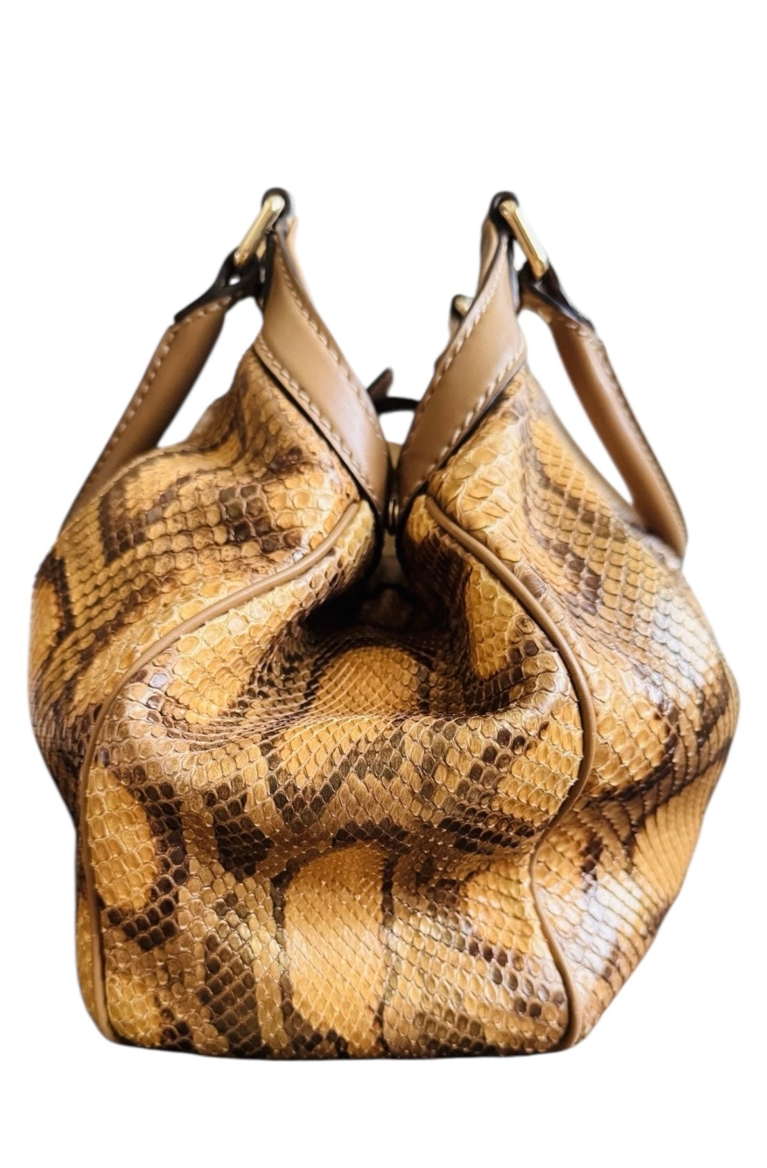 Gucci Sukey Python Leather Handbag Women's Brown