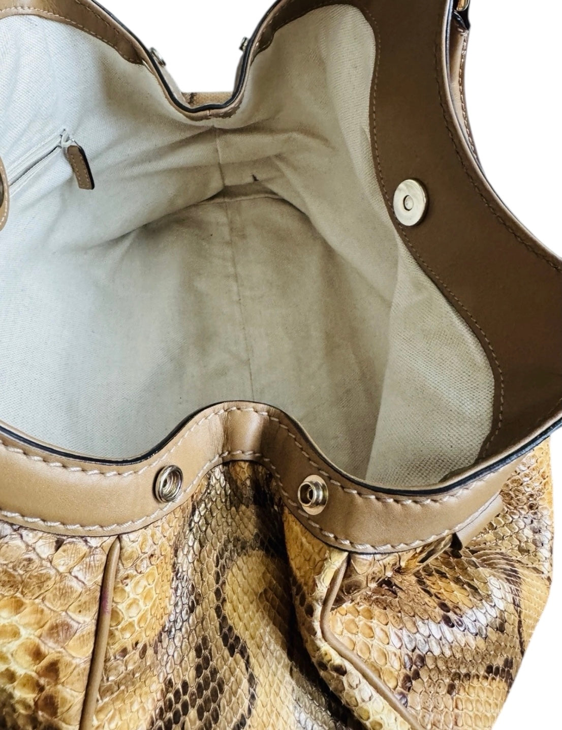 Gucci Sukey Python Leather Handbag Women's Brown