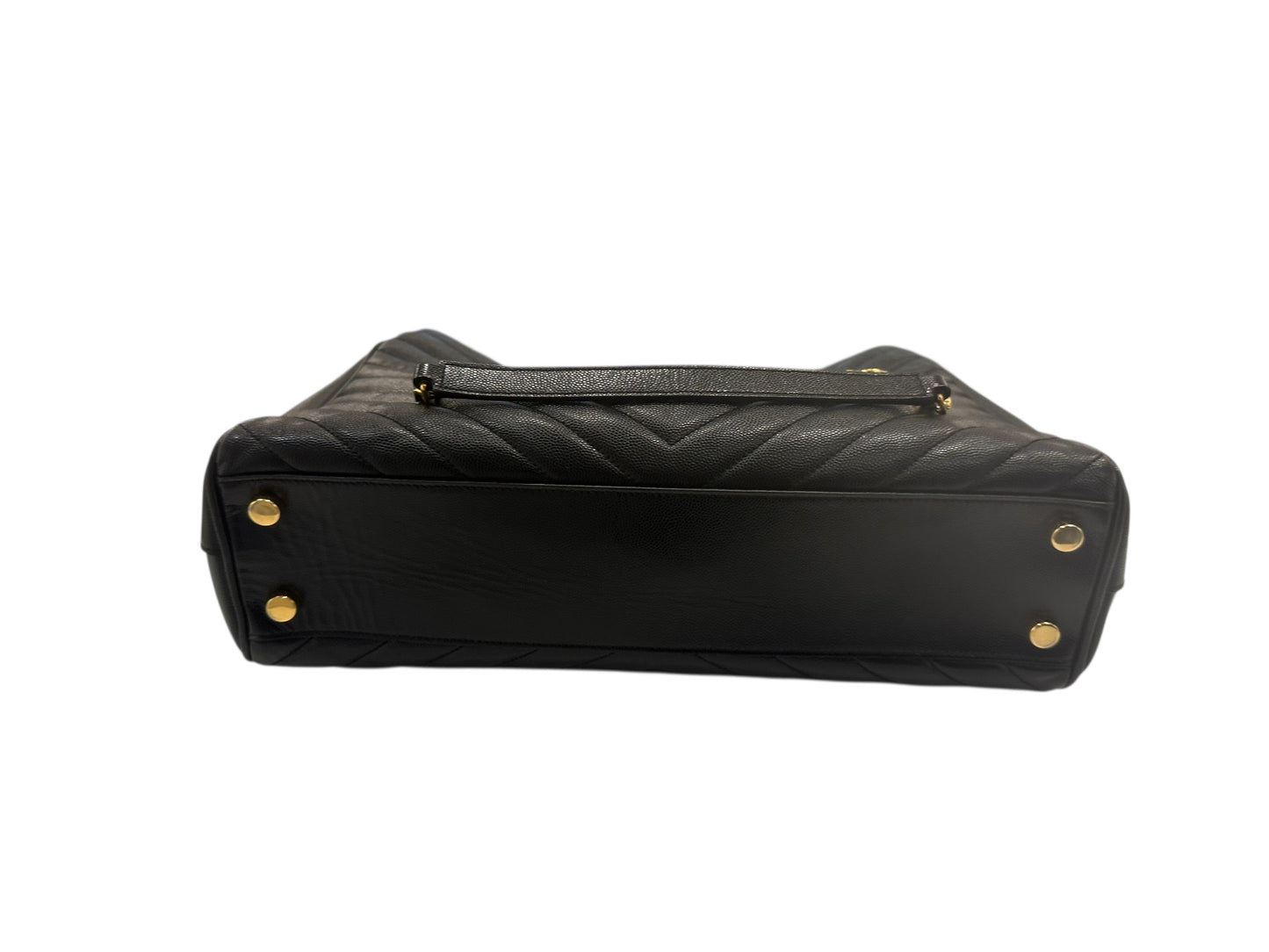 Yves Saint Laurent Monogram Grain De Poudre Matelasse Chevron Black Calfskin Shoulder Bag