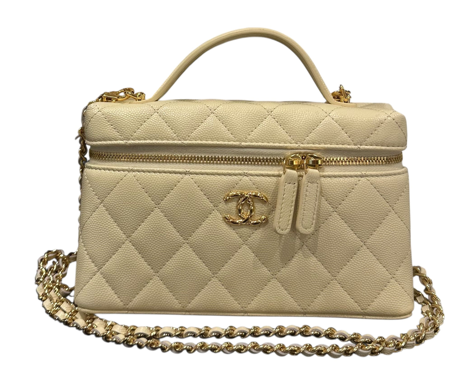 Chanel Trendy CC Vanity Light Beige Slim Vanity 25K Gold Hardware Chain Bag