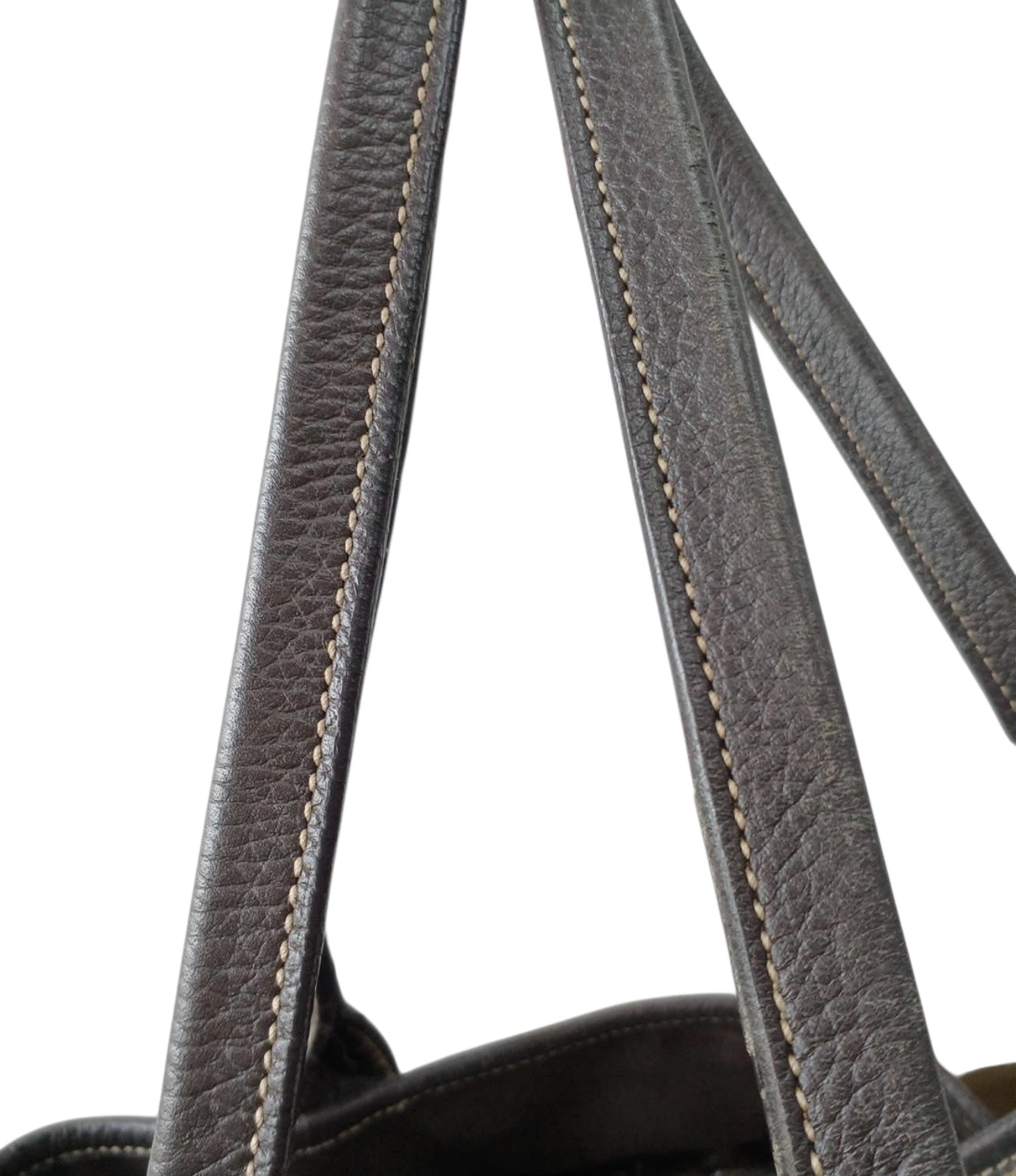 Gucci GG Canvas Tote Bag with Brown Leather Trim