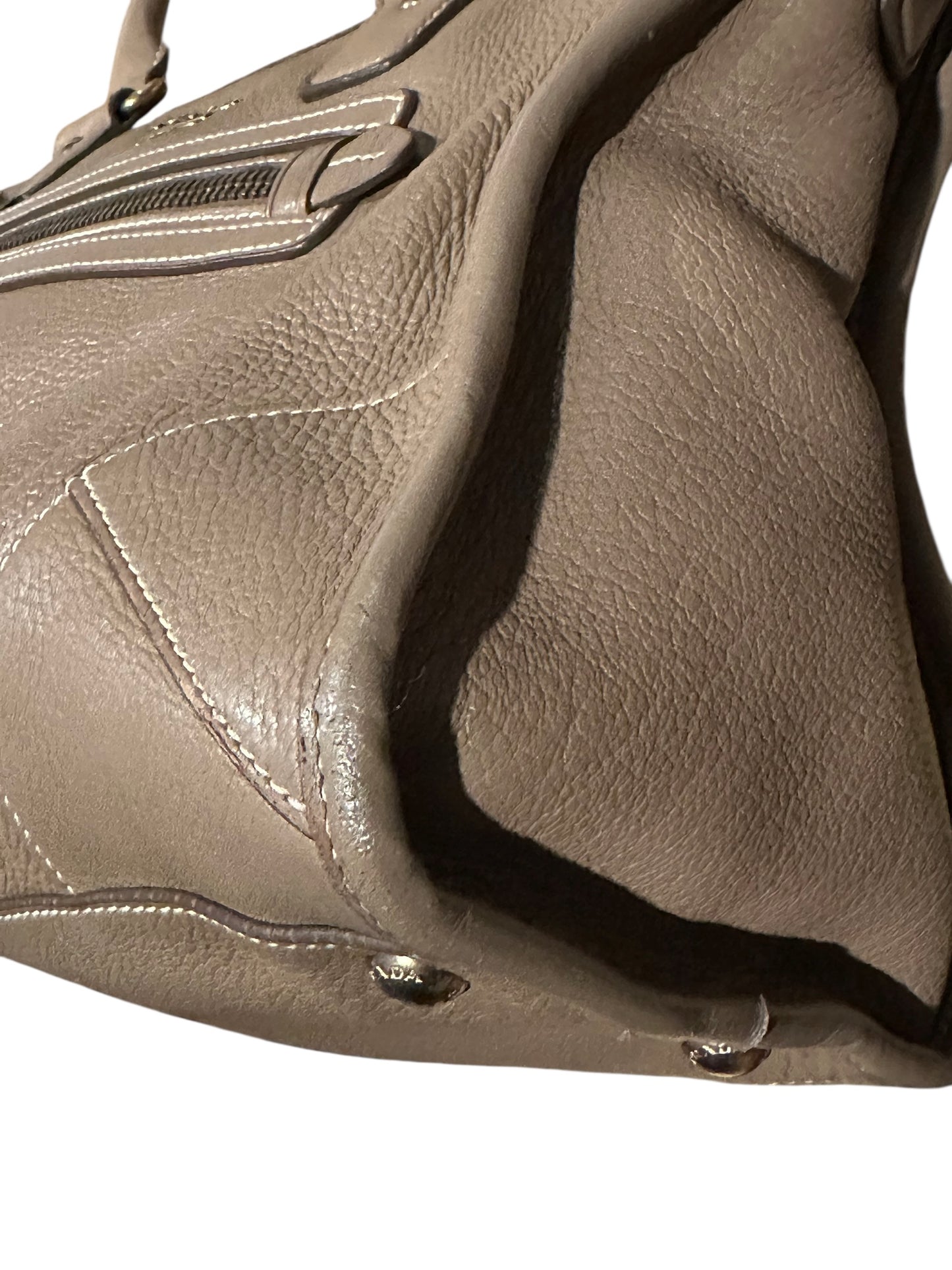 Prada Neutral Vitello Dainotop Handle Crossbody Bag