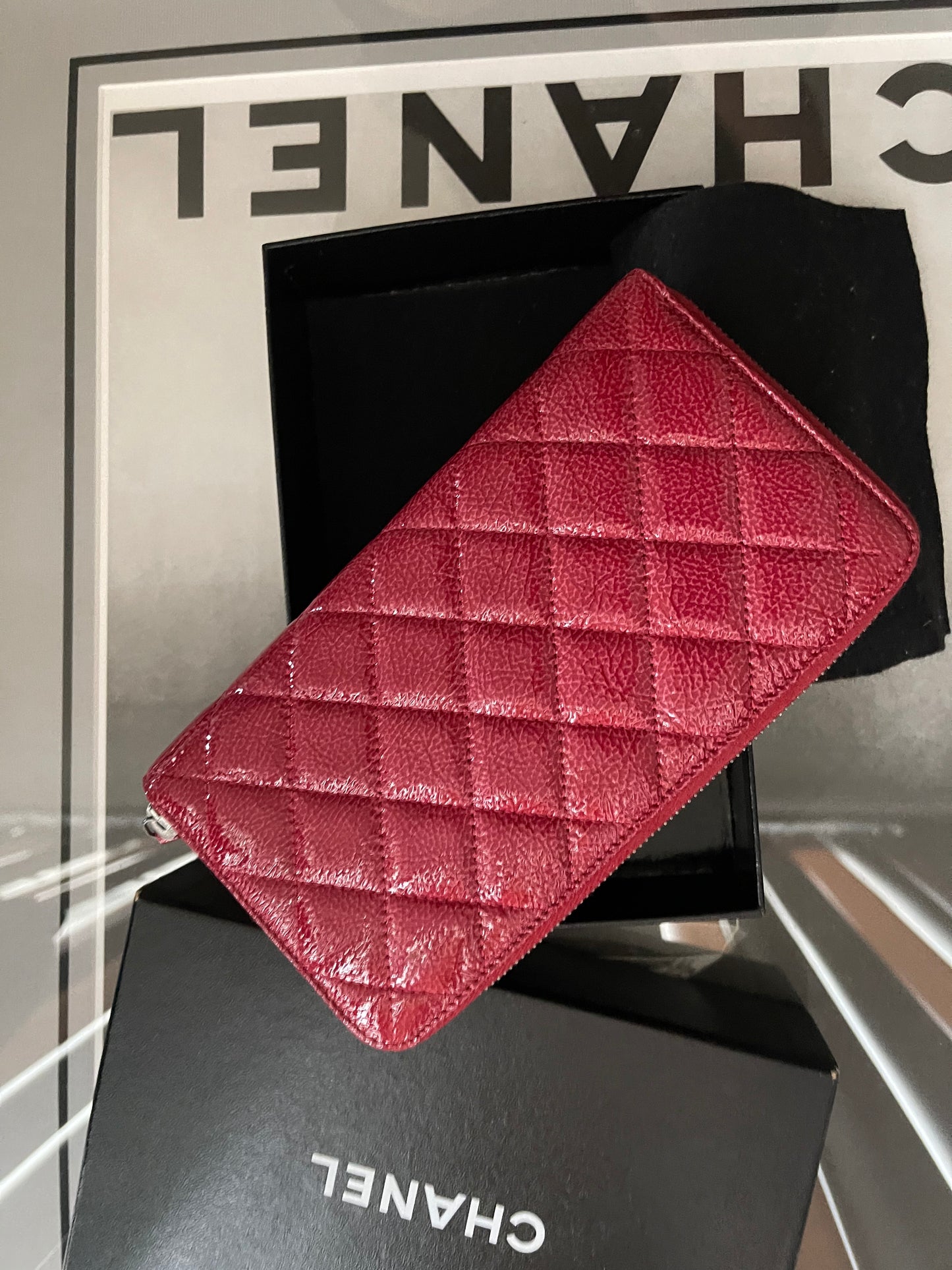 Chanel Red Zipper Wallet