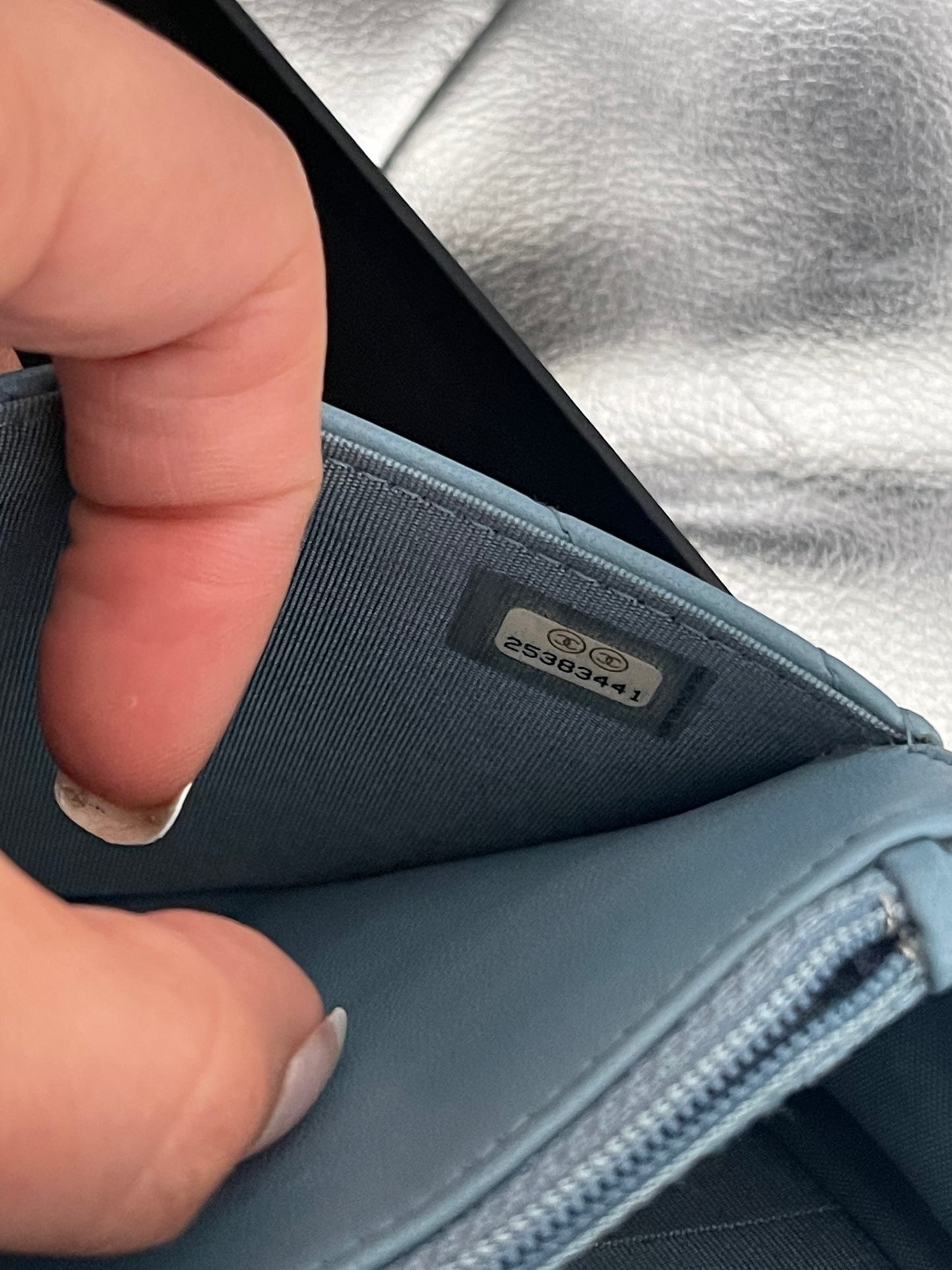 Chanel Wallet on Chain Lambskin Chevron Quilted Trendy Cc Woc Light Bl Blue Leather Cross Body Bag