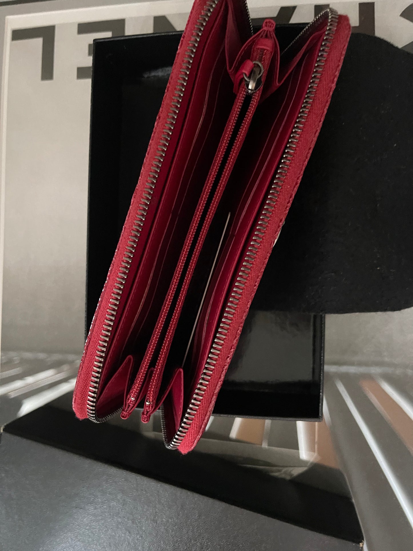 Chanel Red Zipper Wallet