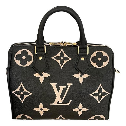 Speedy Empreinte Bicolor 25 Black Leather Shoulder Bag