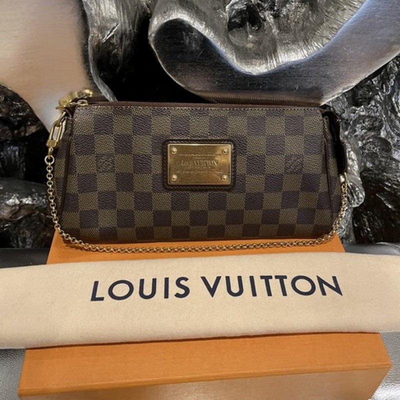 Eva Damier Chain Brown Canvas Shoulder Bag