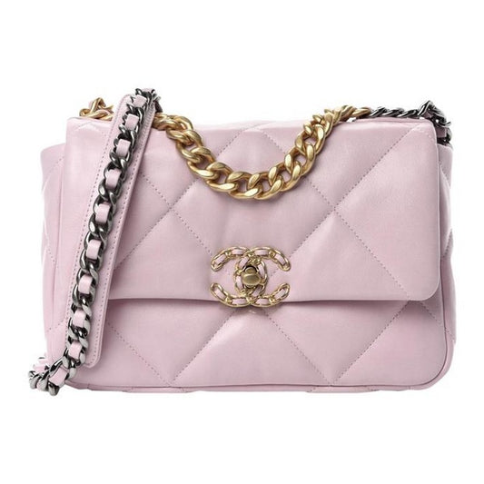 19 Quilted Medium Flap Light Pink Lambskin Leather Cross Body Bag