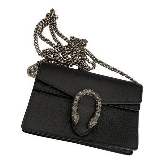 Clutch Dinosaur Super Mini Black Leather Cross Body Bag