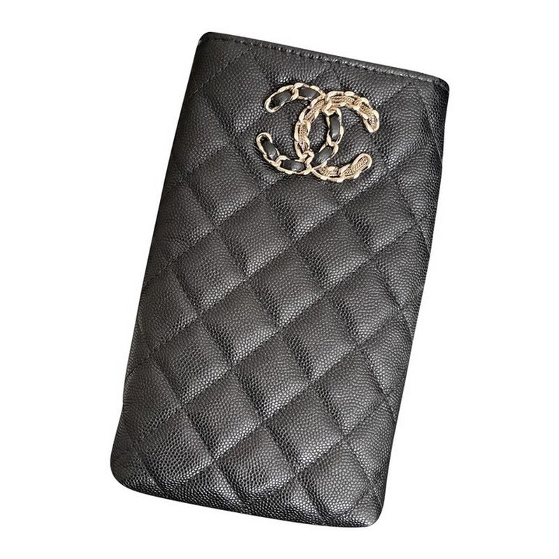 2020 Quilted Phone Holder In Black Caviar Leather Cross Body Bag