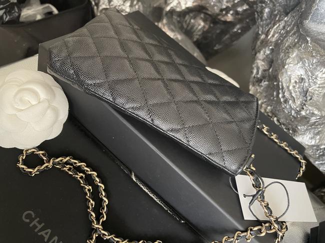 2020 Quilted Phone Holder In Black Caviar Leather Cross Body Bag