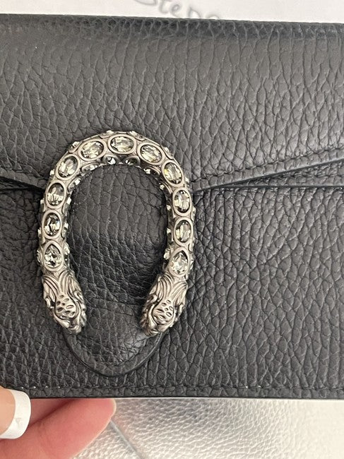 Clutch Dinosaur Super Mini Black Leather Cross Body Bag