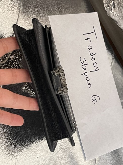 Clutch Dinosaur Super Mini Black Leather Cross Body Bag
