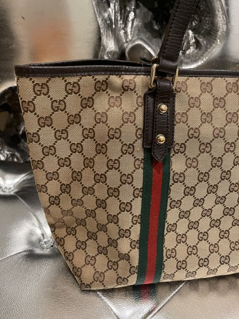 Gucci Tote Brown Canvas Shoulder Bag