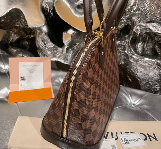 Alma Damier Pm Brown Satchel