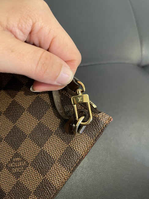 Neverfull Pouch Brown Canvas Wristlet