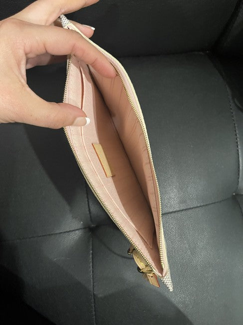 Neverfull Pouch White Canvas Wristlet