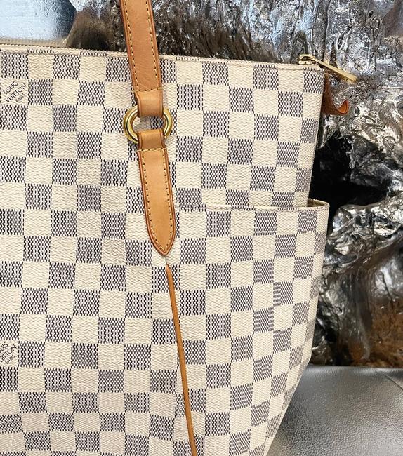 Auth Louis Vuitton Totally GM White Checkered Coated Canvas Shoulder Tote  Bag