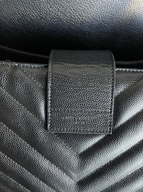 Monogram Shopping Grain De Poudre Matelasse Chevron Black Calfskin Shoulder Bag